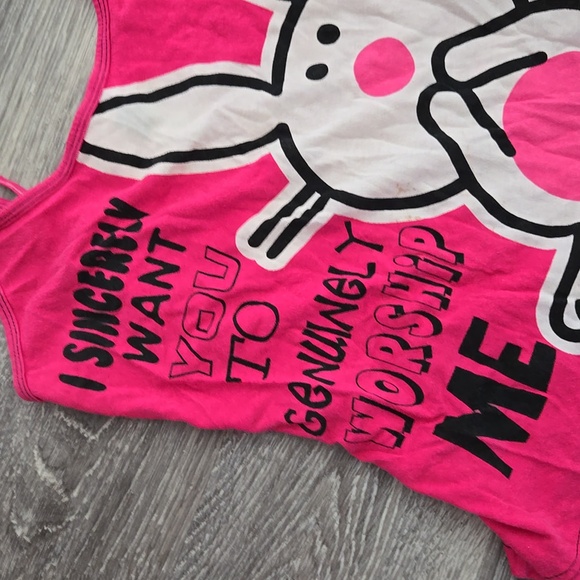 Vintage Happy Bunny Hot Pink Tank Top Size Small - Picture 2 of 3